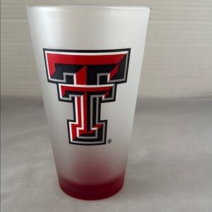 Texas Tech “Red Raiders” Frosted 16oz Pint Glass Double T Red & Black Logo USA